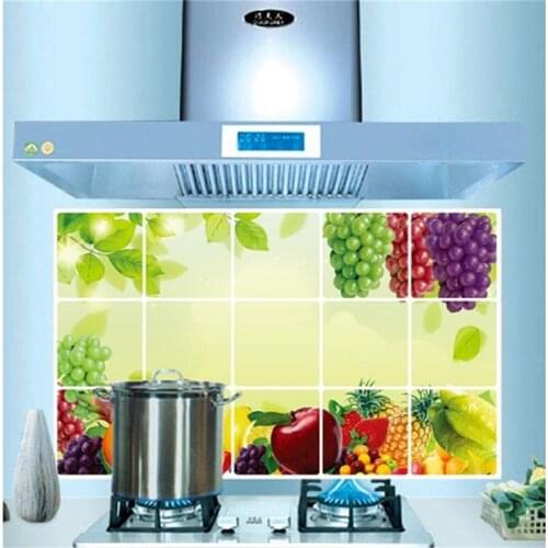 1PCS 75*45cm Kitchen Oilproof Removable Wall Stickers Aluminum Foil Art Decor Home Decal Fruit Oil Stickers Wall Stickers