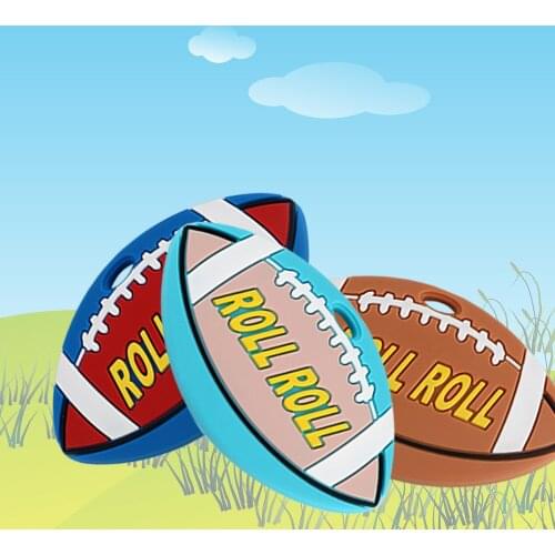 Kovict 1Pc Rugby Silicone Teether Baby Dental Care Teething Ring DIY Pacifier Chain Accessories Chewing Molar Toy BPA Free