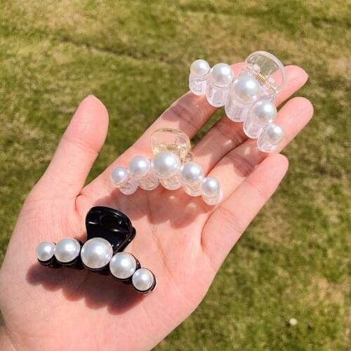 1Pcs New Girls Women Small / Medium Fashion Pearl Hairpin Lady Temperament Lady Grabbing Hair After Bath Hair Accessories