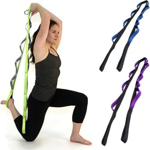12 Loops Yoga Super Elastic Stretch Belt Pilates Fitness Resistance Band Strap Stretching Exercise Belt Durable for Adults