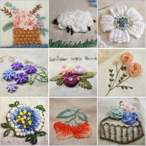 15X15cm Flowers clustered European embroidery kit simple three-dimensional embroidery Ribbon kit embroidery needlework