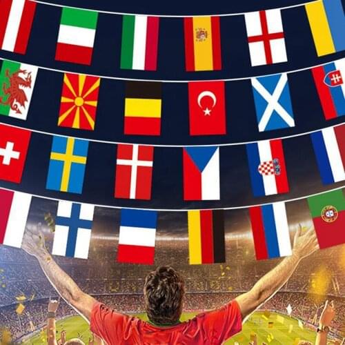 2021 European Cup 24 Strong Skewers KTV Hanging Flag Hanging Flag 14 * 21cm 8 String Flag (20 * 28cm)