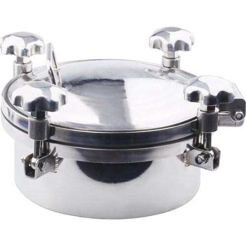304 Sanitary Stainless Steel Round Pressure Manhole Cover 200Mm for Fermentation Tank with Stainless Steel Handle Wheel