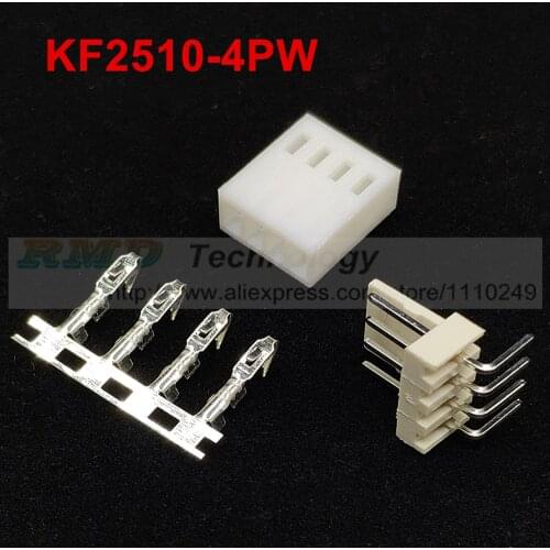 50set/lot KF2510 KF2510-4W 2.54 mm pitch 4 pin connector,Female housing + Right angle male header + Terminal, free shipping