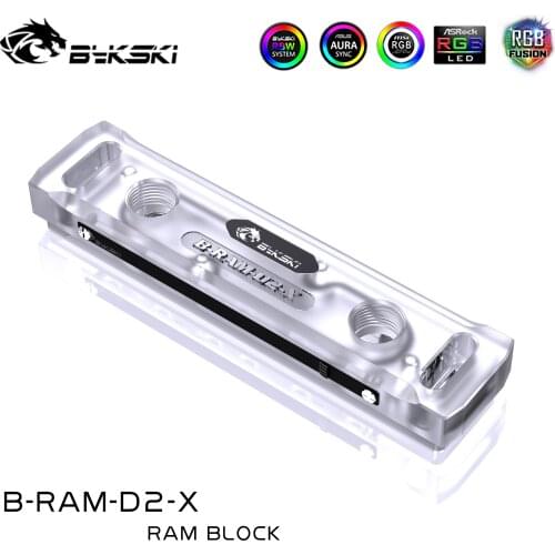 Bykski Copper RAM Water Block, Support 2 Channels Memory Cooler Liquid Cooling Radiator, 5V/12V RGB SYNC, B-RAM-D2-X