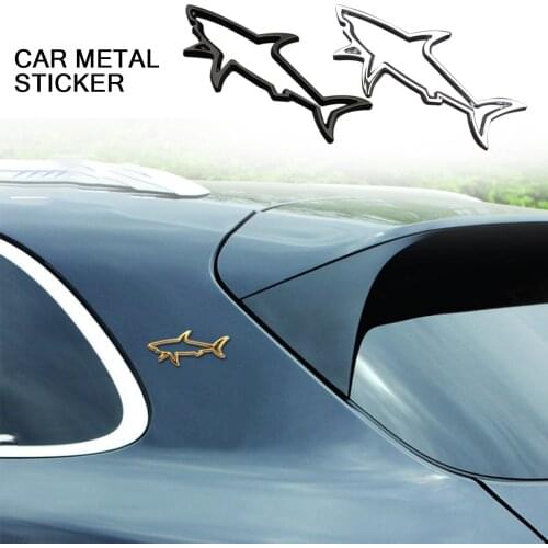 Black/Silver 3D Metal Car Sticker Hollow Fish Shark Emblem Decals Automobiles Motorcycle Computer Fuel Cap Accessories