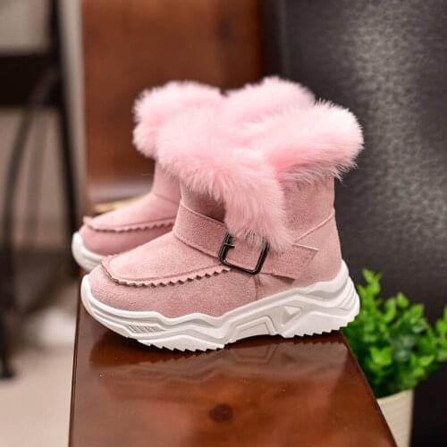 Children Snow Boots 2021 Winter Kids Short Boots Girl Thick Cotton Shoes Teen Outdoor Winter Non-slip Baby Boy Shoes Gary Warm