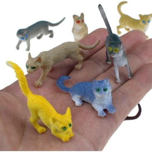 12Pcs Simulated Cute Cat Animal Model Ornament Action Figure Collection Toy Gift Intelligence Develop Toys