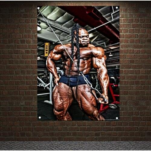 Fitness Workout Mural Canvas Painting Wall Art Stadium Gym Decor Muscular Hunk Poster Wallpapers Man Body Building Banner Flag