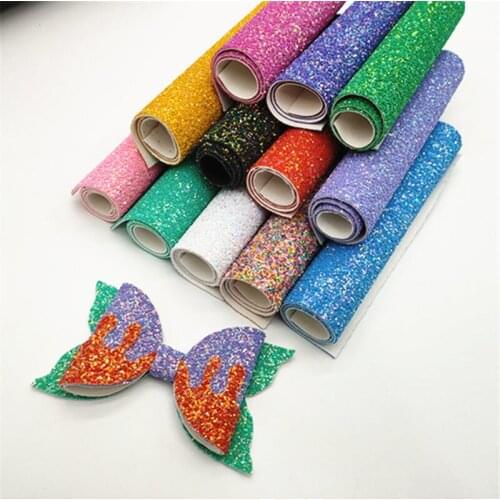 A4 sheet solid color Shiny Chunky Glitter sheet Fabric Leather For Earring Bows 1510