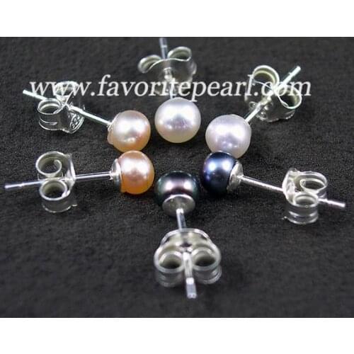 Favorite Pearl Earrings AAA 5.5-6MM Black Pink White Natural Freshwater Pearl Earring Set Perfect Jewelry Charming Girl Gift