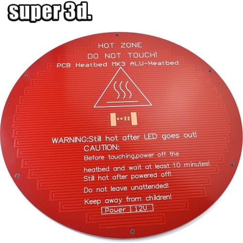 MK3 Heat bed 220*3mm Aluminum Heatbed 12V round PCB hot bed for 3D printer