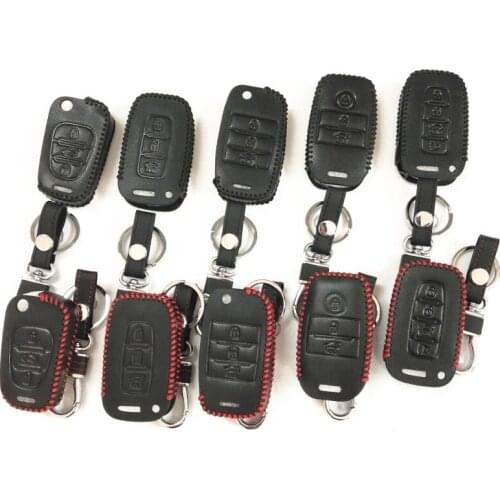 Genuine leather car key stickers set jacket cover case for Kia Rio Sportage R QL ceed sorento cerato K2 K3 K4 K5 flip key chain