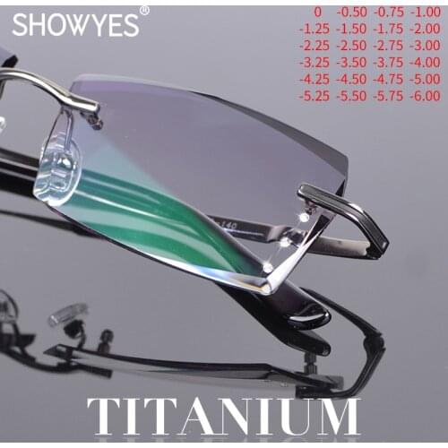 Titanium Blue Light Filter Glasses Men Rimless Frames Myopia Computer Eyeglasses Prescription Diopter Frameless Eye Eyewear