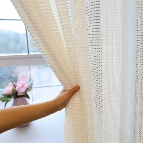 Warp-knitted Curtains for Living Dining Room Bedroom Translucent and Impermeable White Light Luxury Simple Modern Gauze Curtain