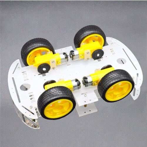 4WD Car Chassis 4Pcs TT Gear Motor Double Shaft DC Geared Motor DIY Car Chassis Arduino Smart Robot Car for Arduino UNO R3 Robot