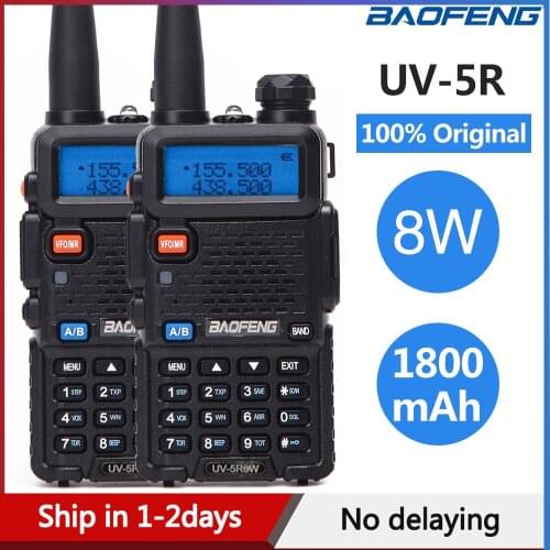 2Pcs Baofeng UV-5R 8W Walkie Talkie Professional CB Radio Station Baofeng UV5R Transceiver VHF UHF Portable Hunting Ham Radio