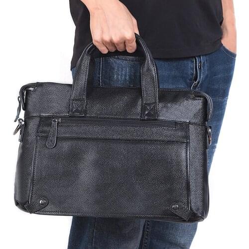 Genuine Leather Handbag New Casual Leather Laptop Bags Man Business Travel Messenger Bags Mens Crossbody Shoulder Bag