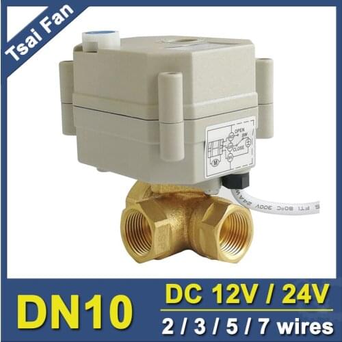 TF10-BH3-B Brass 3/8'' (DN10) 2/3/5/7 Wires DC12 or DC24V 3 Way T/L Type Horizontal Electric Valve