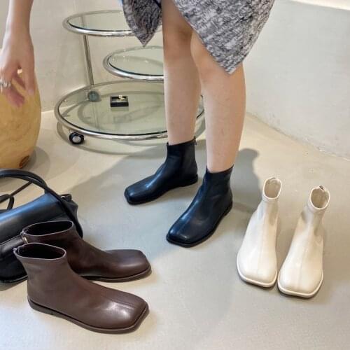 Womens Boots Autumn Shoes Back Zip Boots-Women Flat Heel Winter Footwear Chelsea Luxury Designer Zipper Rubber 2021 Ladies Ankl