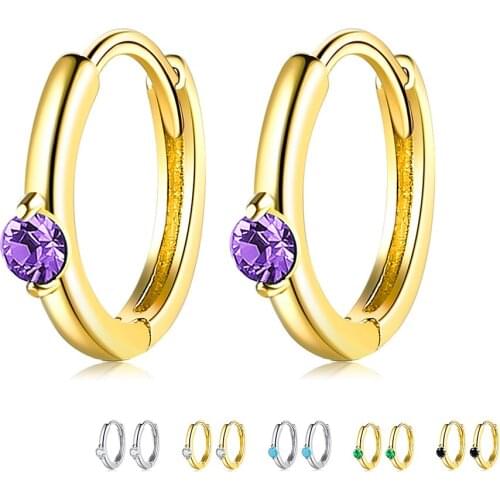 ZEMIOR Women Hoop Earring 925 Sterling Silver Colorful Cubic Zirconia Inlay Earring Plating Silver And Gold Gift Fine Jewelry