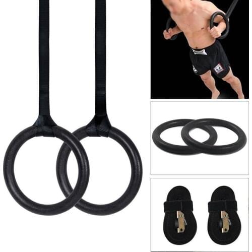 1 Pair Adjustable Black Gymnastics Rings Upper Body Muscle Strength Physical Training Gym Fitness Exercise Pull-up Accessories