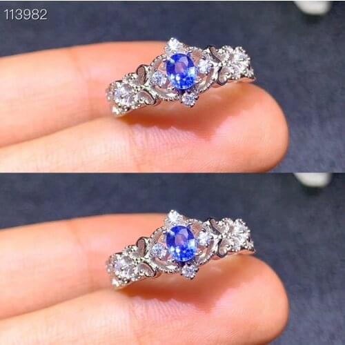 100% Natural Sapphire Ring for Daily Wear 3mm*4mm Blue Sapphire Silver Ring 925 Sterling Silver Sapphire Jewelry