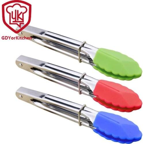 2pcs 7 inch stainless steel food clip, silicone bread clip, mini barbecue clip