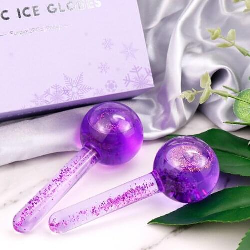 2pcs Large Beauty Ice Hockey Energy Beauty Crystal Ball Facial Cooling Ice Globes Water Wave Face and Eye Massage Skin Care