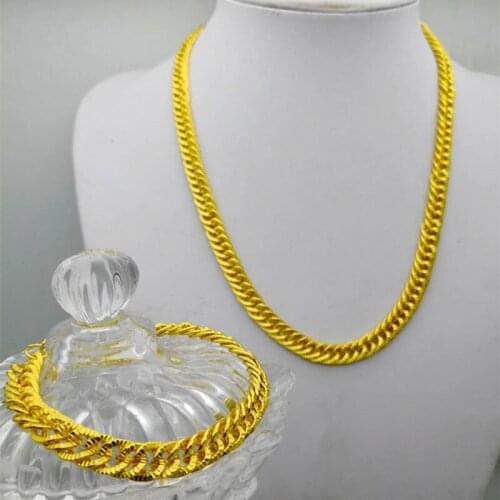 2Pcs/set 8mm Unisex Hiphop Wedding Long Link Chain Clasper Clip Necklace Bracelet Set
