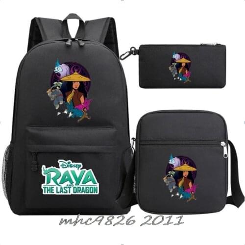 Raya and The Last Dragon 3 pcs sets Casual Backpacks canvas Schoolbags For Teenager Girls Women Backpack Kawaii Student Kids