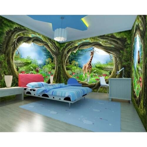 Beibehang wall papers home decor fantasy forest big tree animal custom interior full house theme papel de parede 3d wallpaper