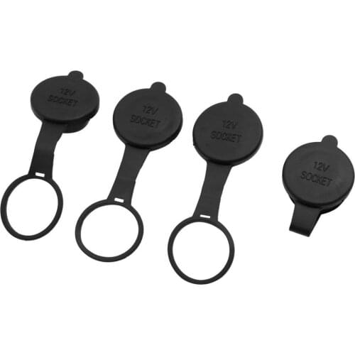 4pcs Black Waterproof Motorcycle Car Cigarette Lighter Socket Cover Cap Lid 12V