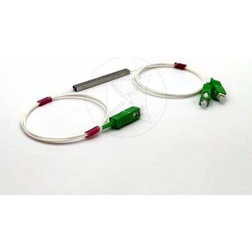 Free Shipping 0.9mm Steel Tube 1x2 Mini Blockless 1*2 SC/APC Connector Fiber Optic PLC Splitter