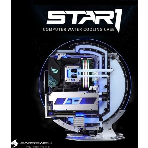 Barrowch STAR1 Series Circular Water Cooling Case, Limited Edition Gamer DIY House,PC Computer Open Chassis FBCES-PA