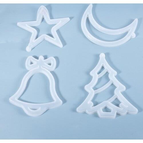 DIY crystal drop mold Moon Star Christmas tree bell old man elk pendant room decoration theme silicone mold