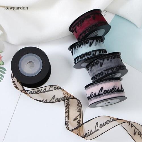 Kewgarden Letter Lace Fabric Voile Ribbons 1" 1.5" DIY Hair Bow Accessories Satin Ribbon Handmade Tape Packing Wedding 5 Meters
