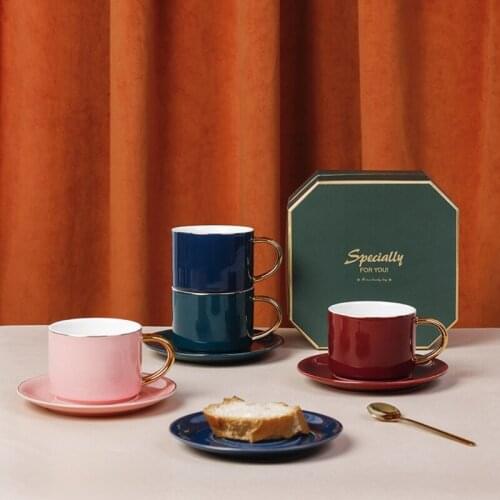 Coffee Cup European-style Small Simple Dessert Saucer Nordic Teacup Ceramic Water Cup Home Afternoon Tea Tea Set