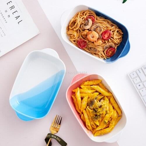 Creative and Progressive Two-ear Baking Tray Western Steak Tray Pasta Ceramic Glaze Breakfast Tray Microwave Oven Available