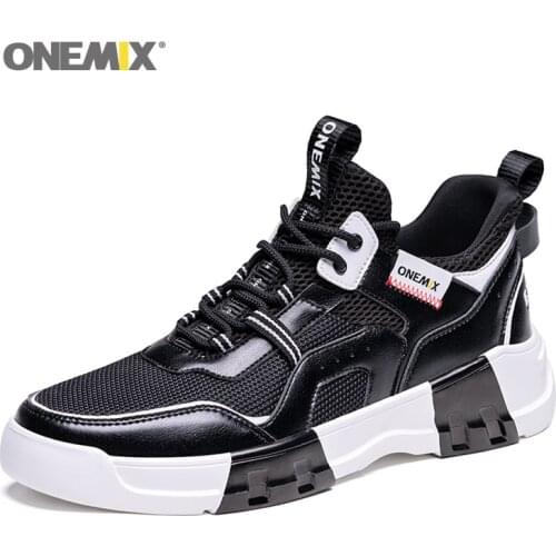 ONEMIX New Unisex Running Shoes Leather Comfortable Walking Mesh Non-slip Sneakers Men Gym Outdoor Training Womens Sport Shoes
