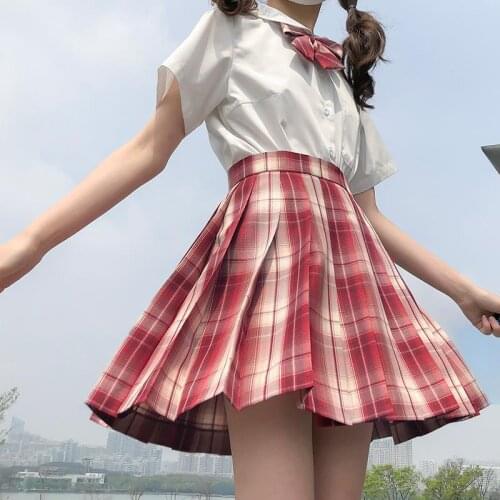Summer New JK Uniform College Style Pleated Skirt Set Students Fresh Two-Piece Set japanese school uniform school girl skirt