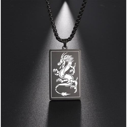 My Shape Men Women Punk Necklace Gold Silver Color Stainless Steel Chinese Dragon Pendant Necklaces Fashion Jewelry Accessories