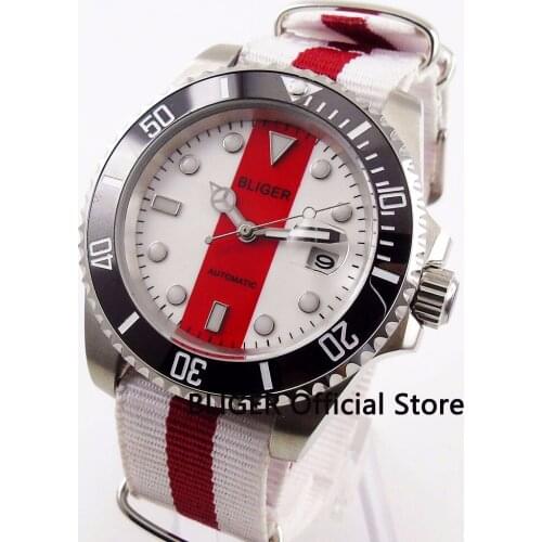 BLIGER 40MM Big Dial Mens Watch Steel Watch Ceramic Bezel Luminous Sapphire Glass MIYOTA Automatic Movement Wristwatch