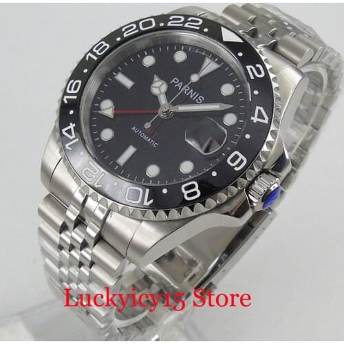 New Dress Round Date Adjustment Red GMT Hand Date Window Automatic Mens Watch 40mm Wristwatch