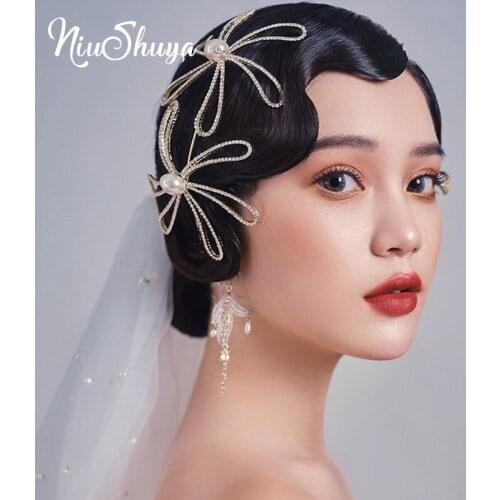 NiuShuya Wedding Hair Accessories Flower Headbands Hairbands Crystal Pearl Headpiece Headwear Girl Tiara Brides Brida