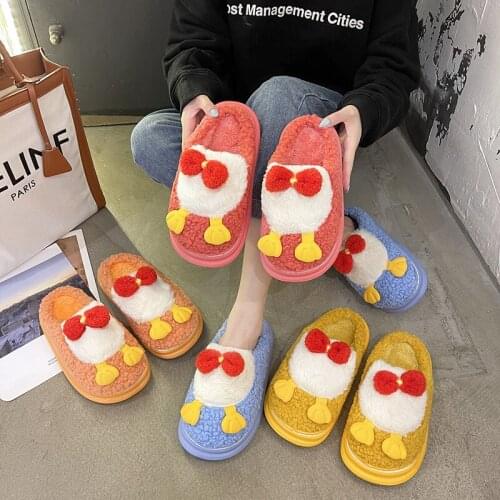 2021 Winter New Cartoon Cotton Slippers Cute Plush Cartoon Butterfly Knot Decorate Women Slippers Comfortable Ladies Shoes