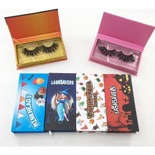 Wholesale Eyelash Packaging Box Halloween Theme Lash Boxes Packaging Custom Logo Mink Eyelashes Package Storage Case Vendors