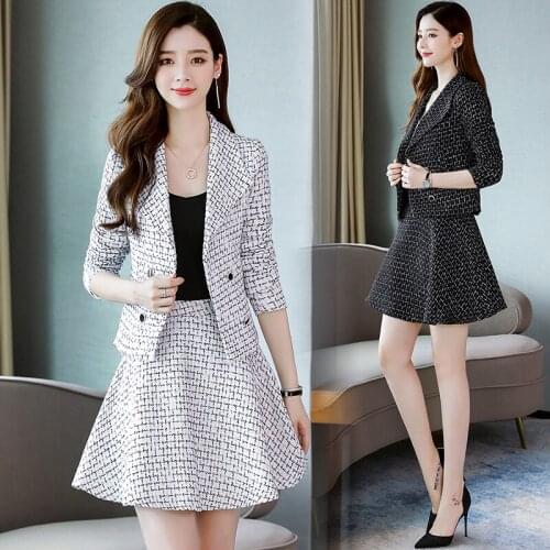 Autumn ladies suit skirt suit female fashion temperament was thin European and American style skirt two-piece 2 piece set