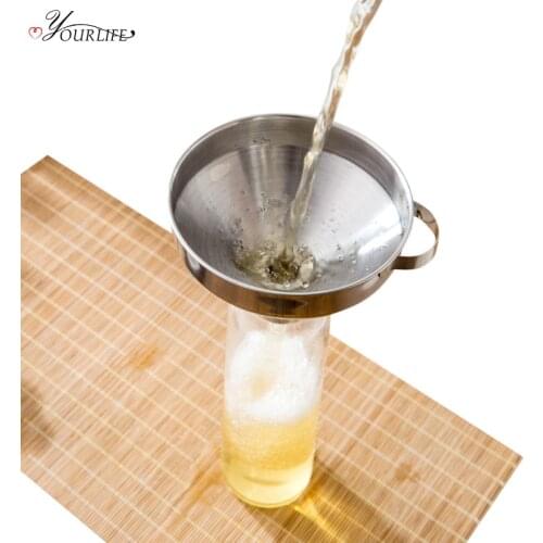 OYOURLIFE 1pc Kitchen Stainless Steel Funnels Hopper Cooking Tools Oil Herb Coffee Filter Funnels Wine Sauce Kitchen Filter