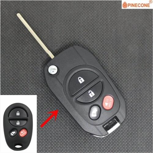 PINECONE for TOYOTA HIGHLANDER SEQUOIA SIENNA TACOMA TUNDRA 3+1 Panic Button TOY43 Blade Modified Flip Car Key Fob Shell Case